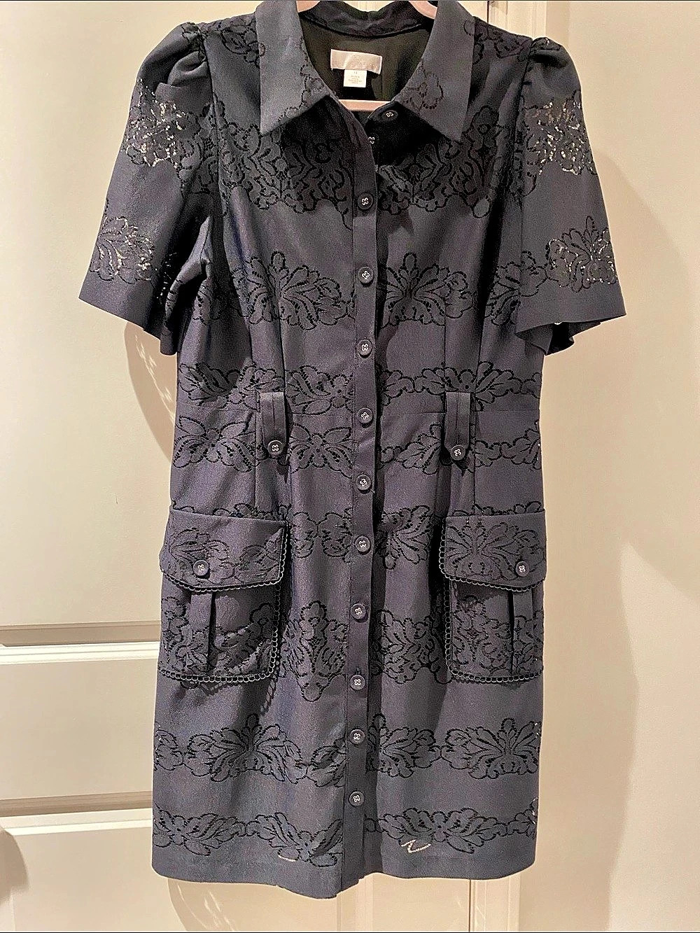 Rachel Parcell Floral Shirt/Dress in Black, Size 12 Like New